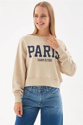 سوئیشرت بژ زنانه چاپی Fashion Friends - کد 868874676