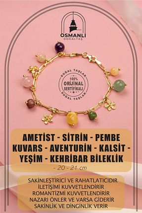 دستبند جواهر رنگی زنانه سنگ طبیعی OSMANLI DOĞAL TAŞ - کد 704452356