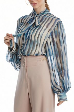 بلوز فیروزه ای زنانه رگولار Serpil - کد 868881687