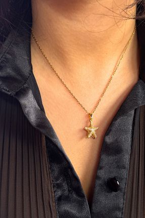 گردنبند استیل ( فولاد ) طلائی زنانه استیل (فولاد) MOONİ ACCESSORİES - کد 868886549
