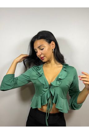 بلوز سبز زنانه ساده Butik - کد 868900281