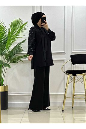 ست بالاتنه و پائین تنه حجاب مشکی زنانه سایز بزرگ masalabiyem - کد 869551339