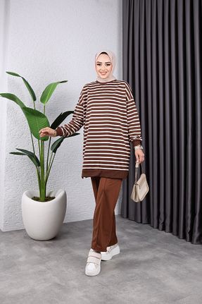 ست بالاتنه و پائین تنه قهوه ای زنانه بافتنی Sfg Life Moda - کد 868943370