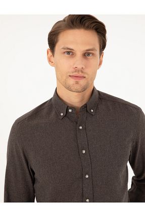 پیراهن قهوه ای مردانه اسلیم فیت Pierre Cardin - کد 865464618