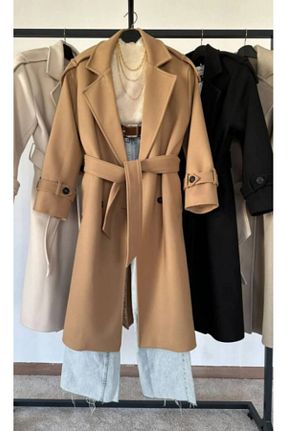 پالتو پشمی قهوه ای زنانه Boxy Sindimoda - کد 868943178