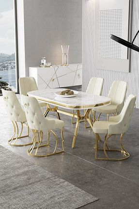 ست میز آشپزخانه سفید MDF Canisa - کد 869559430