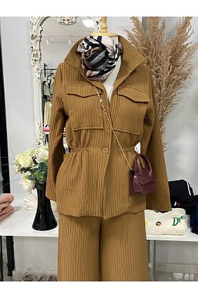ست بالاتنه و پائین تنه قهوه ای زنانه تریکو çınarr butikk - کد 868972162