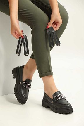 کفش لوفر مشکی زنانه چرم مصنوعی Loafers - کد 869582989