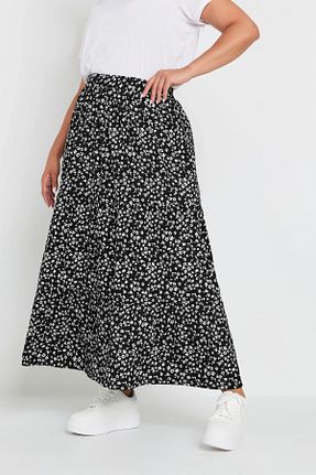 دامن سایز بزرگ مشکی زنانه کش دار Stil Diva - کد 868980583