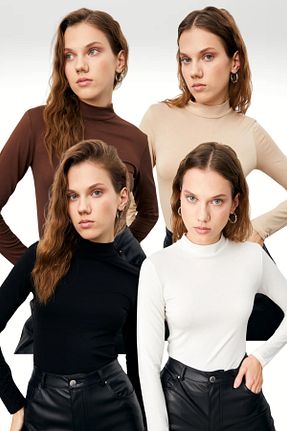 بادی رنگی زنانه یقه نیم ماهیگیر Bipantolon - کد 869583680