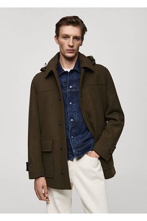 پالتو پشمی خاکی مردانه رگولار MANGO Man - کد 863097791