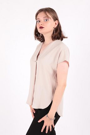 بلوز بژ زنانه ساده Ayhan - کد 834361780
