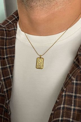 گردنبند استیل ( فولاد ) طلائی مردانه استیل ضد زنگ HYMAN - کد 869037893