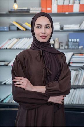 شال قهوه ای زنانه پنبه ای A/F fezah prive - کد 869051337