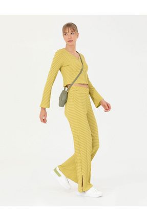 شلوار کرمگن سبز زنانه پاچه گشاد Pierre Cardin - کد 832756706