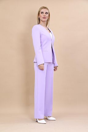 کت و شلوار بنفش زنانه یقه هفت ÖNDER ÖZSOY - کد 869048926