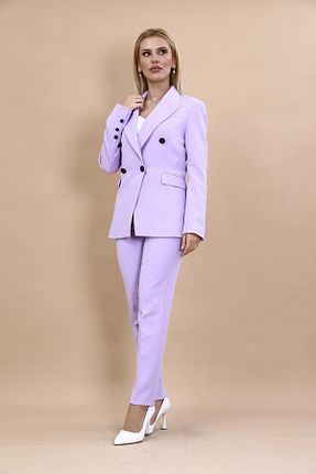 کت و شلوار بنفش زنانه یقه کتی ÖNDER ÖZSOY - کد 869048913