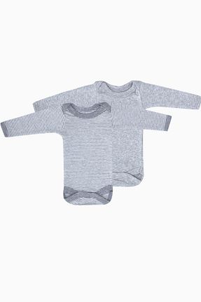 بادی و سرهمی نوزادی طوسی بچه گانه پنبه ای Uygun Bebe - کد 38662493