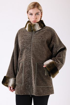پالتو پشمی سبز زنانه رگولار Leather Club - کد 869654065