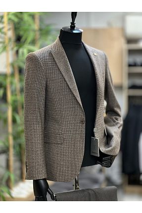 کت قهوه ای مردانه اسلیم فیت SAVARA - کد 869117254