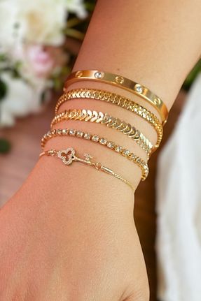 دستبند استیل (فولاد) طلائی زنانه استیل (فولاد) TAKIPORT - کد 869130914