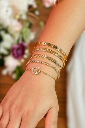 دستبند استیل (فولاد) طلائی زنانه استیل (فولاد) TAKIPORT - کد 869130918