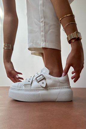 کفش اسنیکر سفید زنانه چسبی Mupa Shoes - کد 767140098