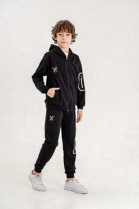 ست بالاتنه و پائین تنه مشکی بچه گانه بافت Mışıl Kids - کد 801835443