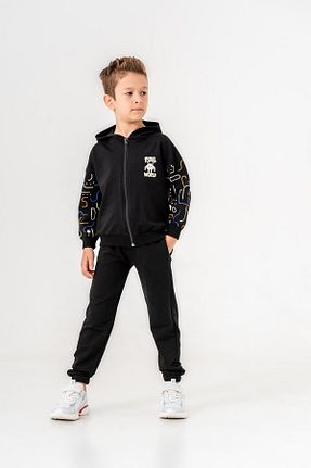 ست بالاتنه و پائین تنه مشکی بچه گانه بافت Mışıl Kids - کد 853993335
