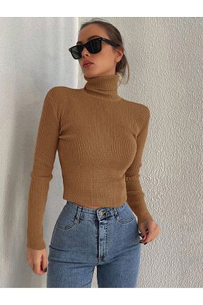 پلیور قهوه ای زنانه ساده JAKARLI - کد 869195299