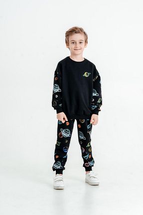ست بالاتنه و پائین تنه مشکی بچه گانه بافت Mışıl Kids - کد 794538304