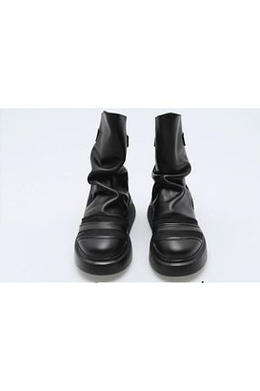 بوت / نیم بوت مشکی زنانه چرم خالص KOZMOSIZE - کد 869211184
