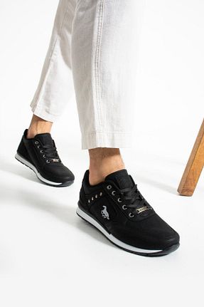 کفش اسنیکر مشکی مردانه بند دار L.A Polo - کد 835917475