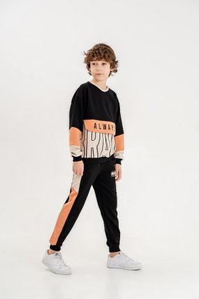 ست بالاتنه و پائین تنه مشکی بچه گانه بافت Mışıl Kids - کد 801837438
