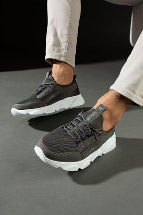 کفش اسنیکر طوسی مردانه بند دار L.A Polo - کد 835500948