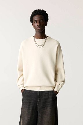 پلیور سفید مردانه ساده Pull & Bear - کد 869224505