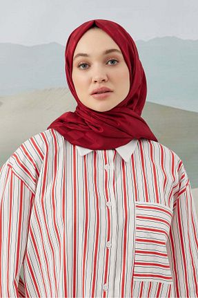 شال زرشکی زنانه ابریشم A/F fezah prive - کد 869241533