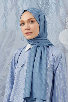 شال آبی زنانه ابریشم A/F fezah prive - کد 869238596