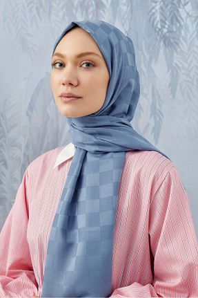 شال آبی زنانه ابریشم A/F fezah prive - کد 869243930