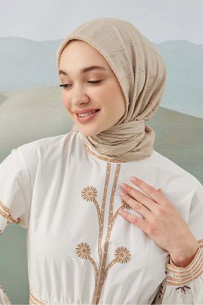 روسری بژ پنبه ای A/F fezah prive - کد 869244946