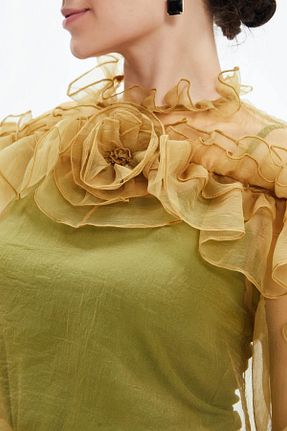 بلوز سبز زنانه گلدار Serpil - کد 861710166