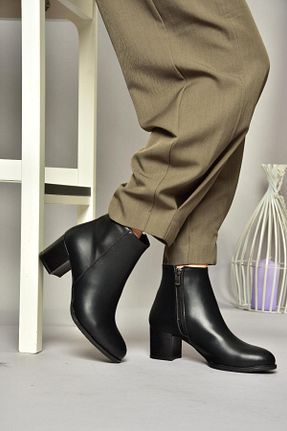 بوت / نیم بوت مشکی زنانه چرم مصنوعی Fox Shoes - کد 869266004