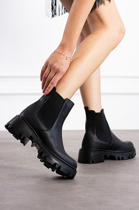 بوت / نیم بوت مشکی زنانه چرم مصنوعی HKM shoes - کد 854659465
