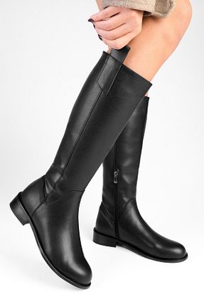 چکمه مشکی زنانه چرم مصنوعی Shoeberry - کد 869306528