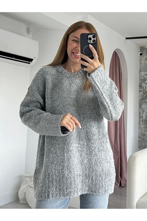 پلیور طوسی زنانه ساده KÜBRA SÖYLEMEZ BOUTİQUE - کد 869301401