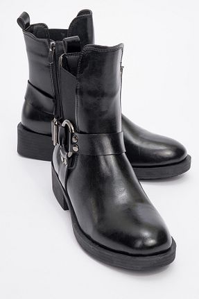 بوت / نیم بوت مشکی زنانه چرم مصنوعی luvishoes - کد 869295077