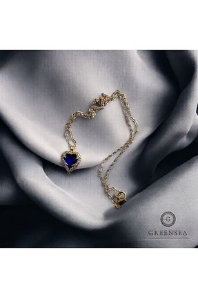 گردنبند جواهر آبی زنانه زیرکن GREENSEA - کد 869337326
