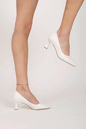 کفش کلاسیک سفید زنانه چرم مصنوعی MODAMAİSA - کد 869326289
