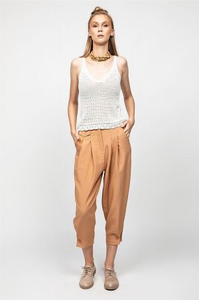 شلوار قهوه ای زنانه پارچه Gils Butik - کد 126303471