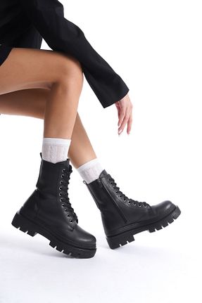 بوت / نیم بوت مشکی زنانه چرم مصنوعی vilenzu - کد 763411880